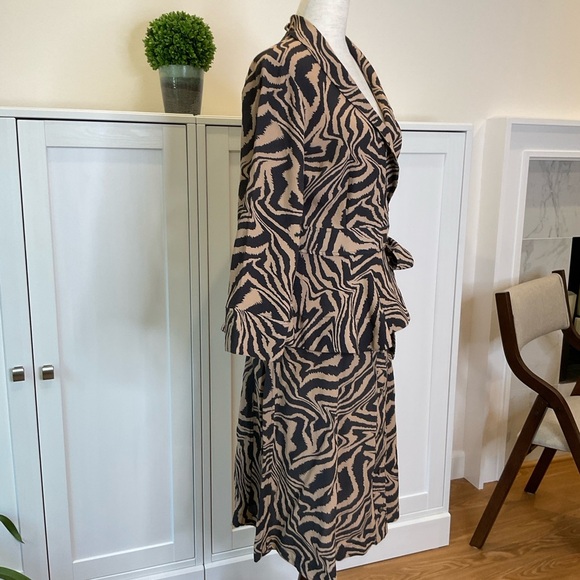 Ganni animal Print Skirt Sets Top Surplice Neck Buttoned Front Skirt Sz 6 and 4 - Picture 5 of 16